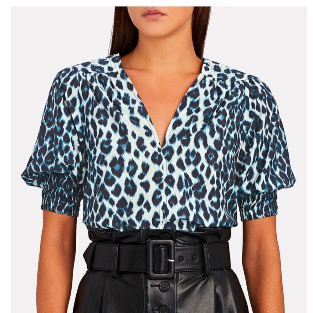 A.L.C. Elton Leopard Puff Sleeve Top size 00